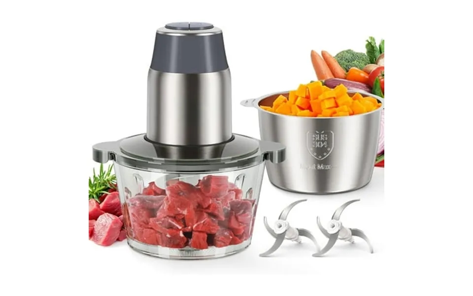 Food Processors Electric Food Chopper With Meat Grinder & Vegetable Chopper - 2 Bowls 8 Cup 8 Cup With Powerful 450w Cop