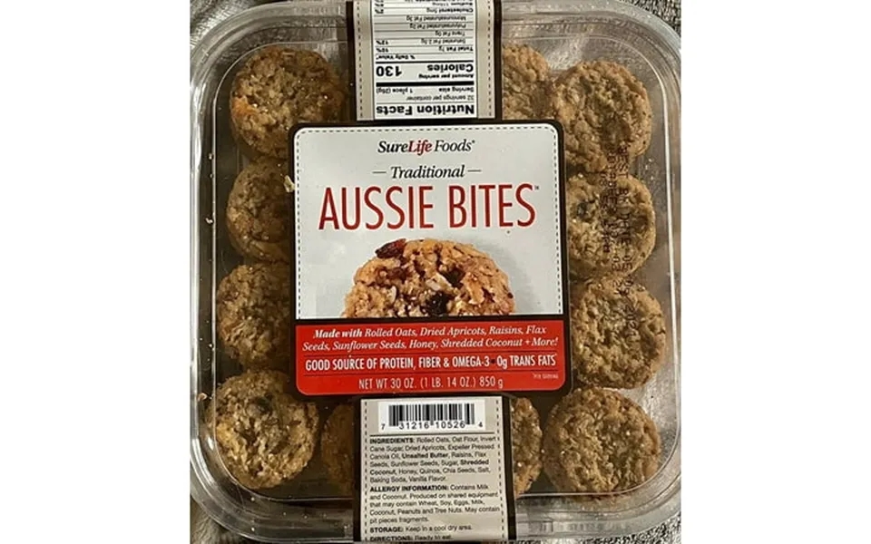 Foods Traditional Aussie Bites Protein Cookies With Quinoa Chia Rolled Oats Super Tasty 2g Of Fiber- Zero Trans 30 Oz By