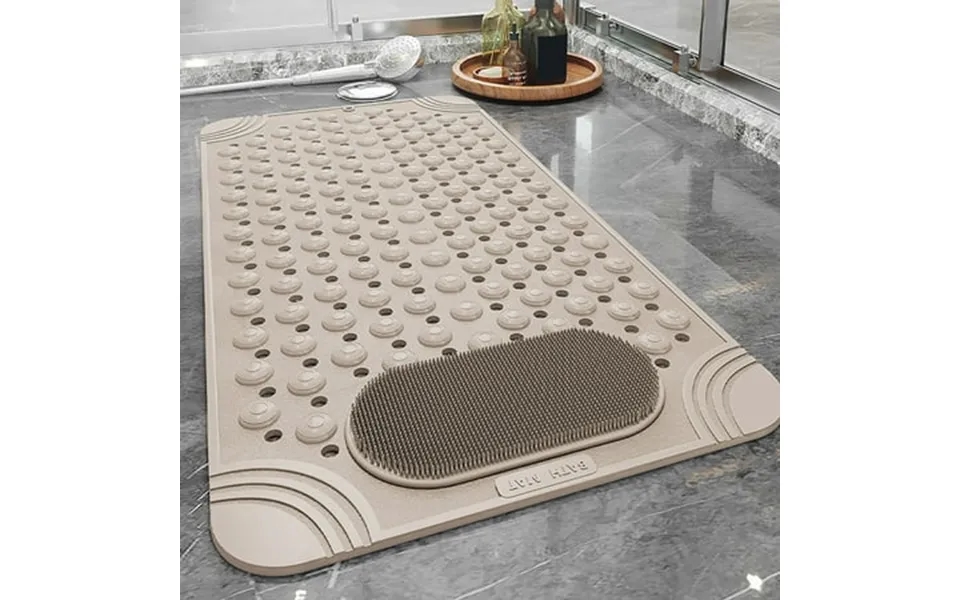 Foot Scrubber Shower Mat With Pumice Feet Scrub Stone Bathtub Mat With Antislip Suction Cups And Drain Holes Non Slip Ba