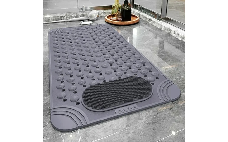 Foot Scrubber Shower Mat With Pumice Feet Scrub Stone Bathtub Mat With Antislip Suction Cups And Drain Holes Non Slip Ba