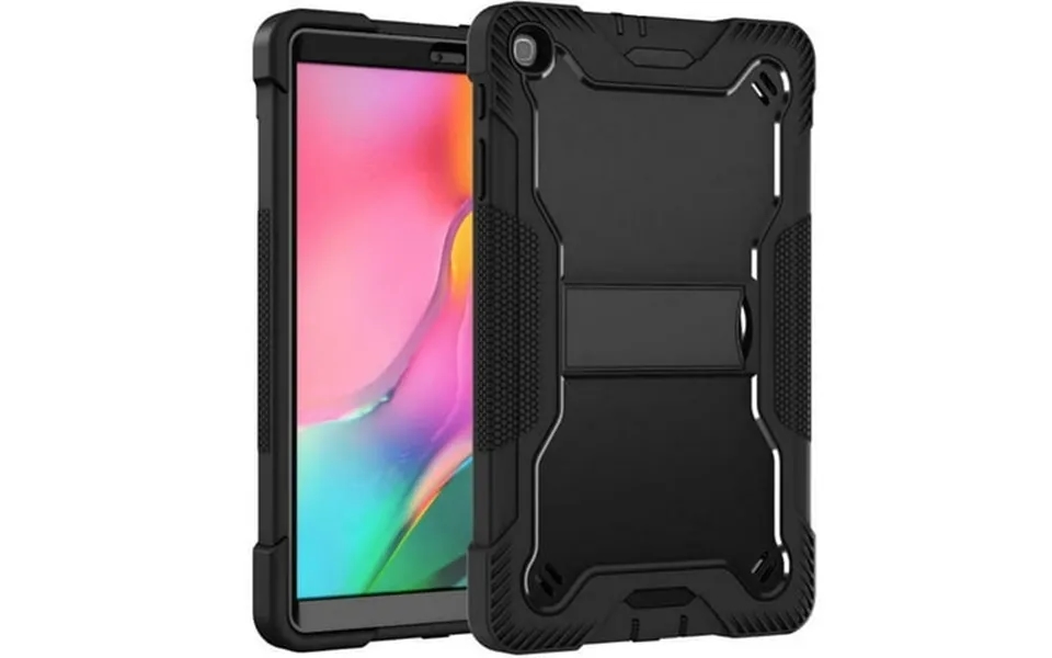 For Samsung Galaxy Tab A 10.1 2019 T510 T515 Dual Layer Protective Shockproof Kickstand Heavy Duty Case Cover Black Blac