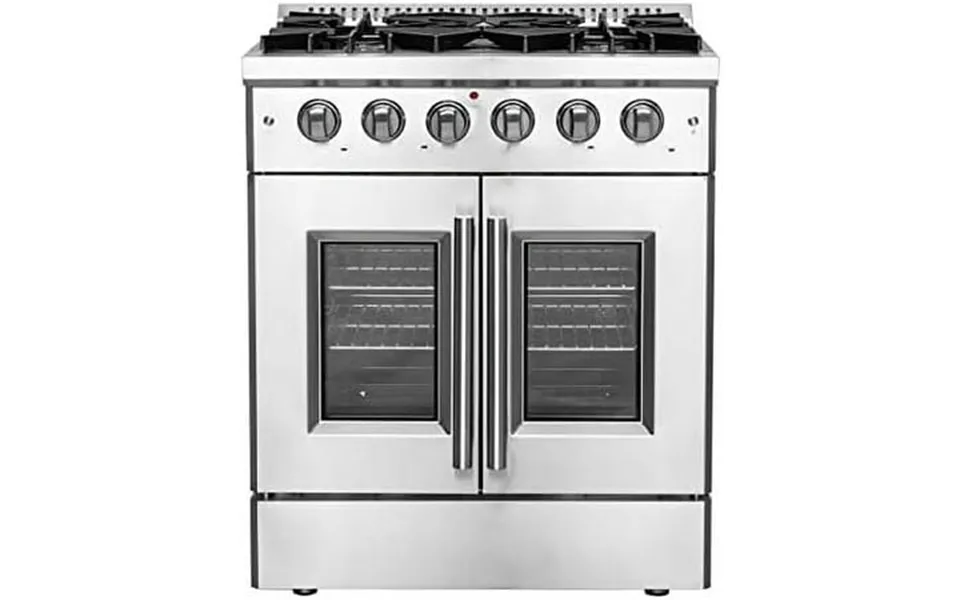 Forno Galiano 30-inch Freestanding French Door Gas Range 4 Burners Convection Oven Energy Efficient