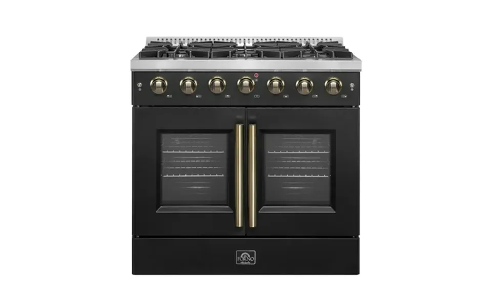 Forno Galiano 36-inch French Door Gas Range Black And Antique Brass Design 6 Sealed Burners 83 000 Btu 5