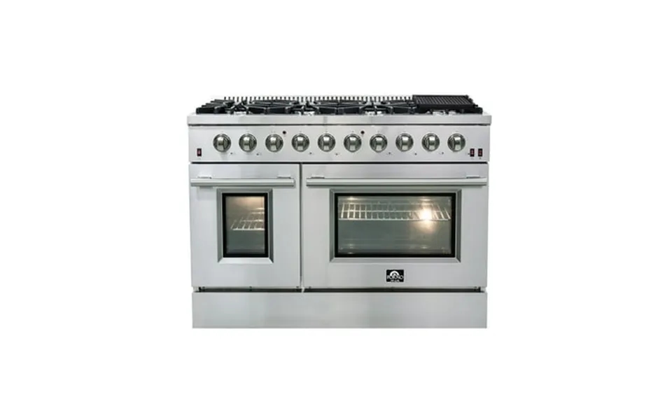 Forno Galiano 48-inch Freestanding Gas Range Stainless Steel 8 Burners 107 000 Btu Griddle Double Ovens Energy Efficient