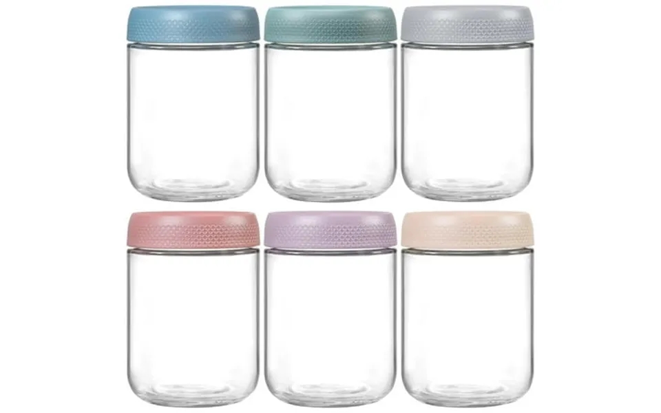 Foukus 6 Pack 16oz Glass Mason Jars With Airtight Lids Overnight Oats Containers With Lids Meal Prep Jars For Salad Yogu