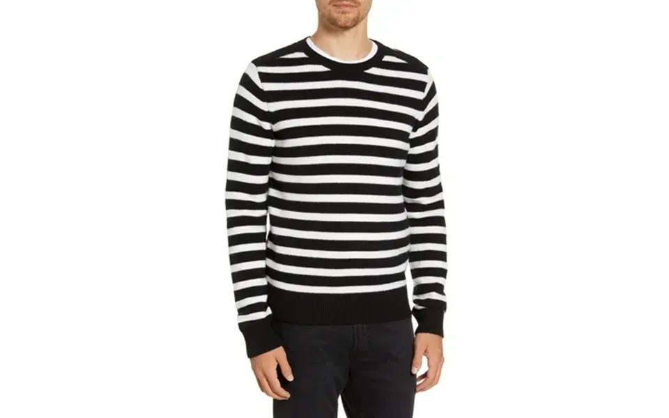 Frame Black Stripe Crewneck Wool Blend Sweater Us Small