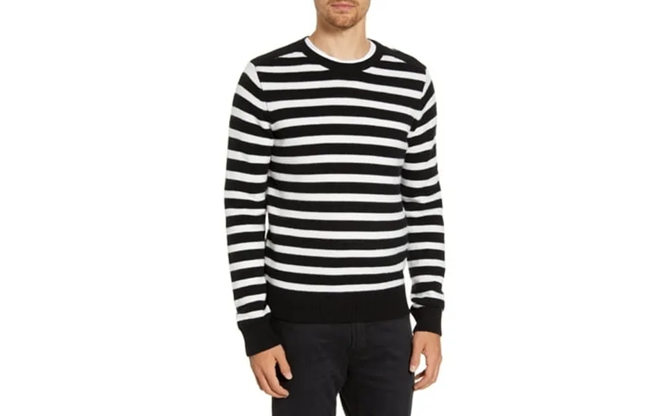 Frame Black Stripe Crewneck Wool Blend Sweater Us Small
