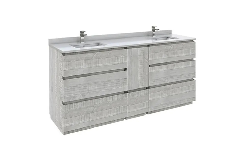 Fresca Stella 72 Double Bathroom Cabinet W Top & Sinks In Ash Gray