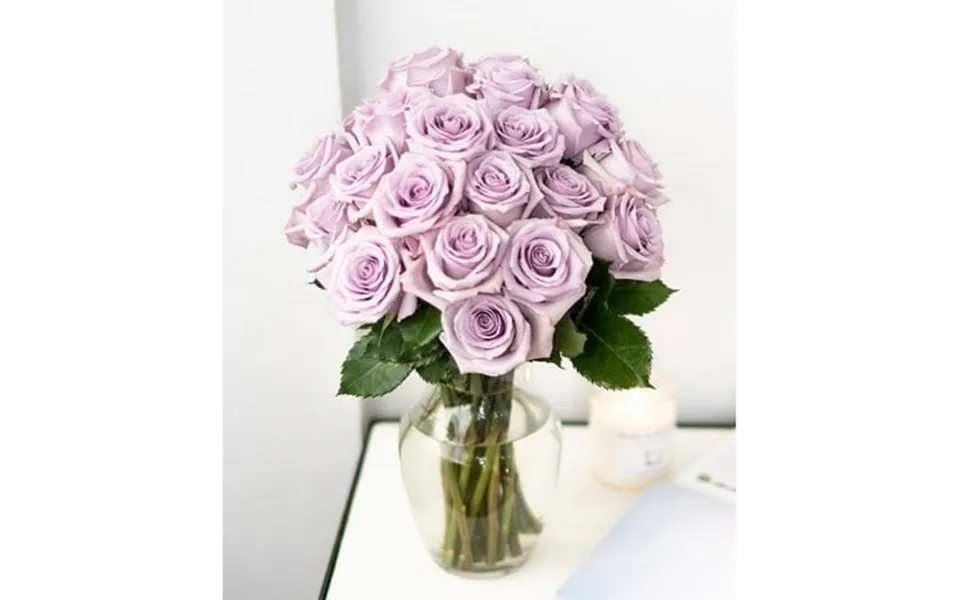 From You Flowers - 24 Long Stem Purple Roses In A Clear Glass Vase Fresh Flowers