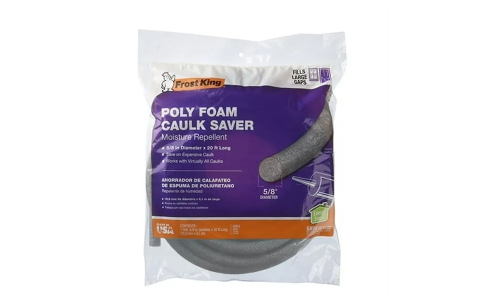 Frost King 0085340 Caulk Saver 0.625 In. X 20 Ft. Polyfoam - Gray