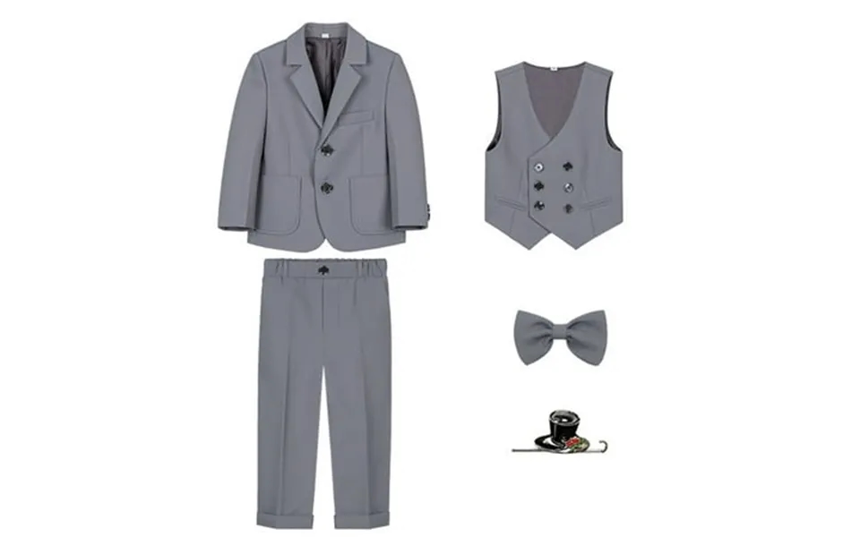 Fshinging Toddler Boy Outfits Spring Autumn Solid Long Sleeve Jackets Pants Vest Tops Brooch Bow Tie 5 Pcs Boys Pants