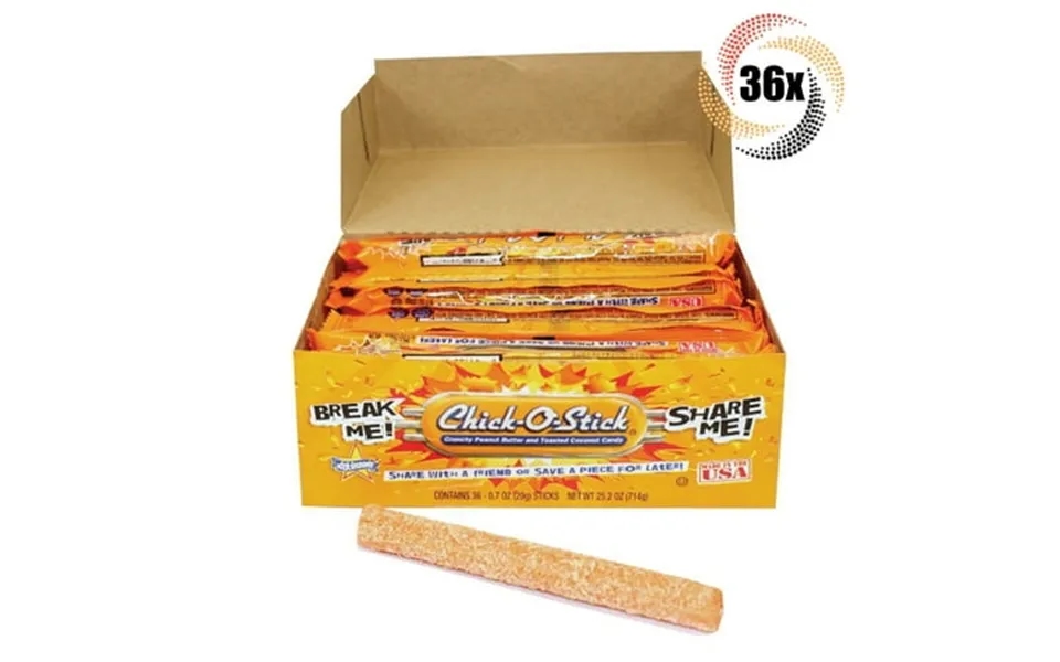 Full Box 36x Sticks Atkinson S Chick-o-stick Peanut Butter Coconut Candy -