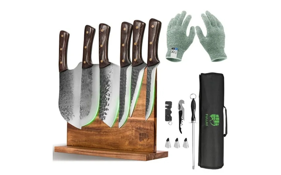 Fullhi Butcher Knife Set High Carbon Steel Hand Forged Boning Carving Knife With Sheath For Kitchen Camping Bbq Magnetic