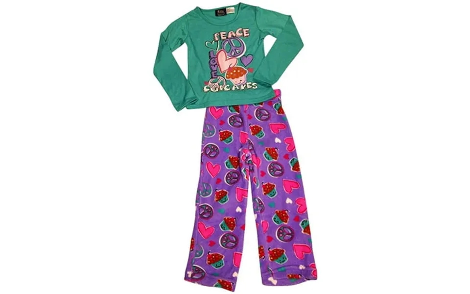 Fun Kidz - Little Girls Long Sleeve Scribble Love Pajamas Purple-teal 4 5
