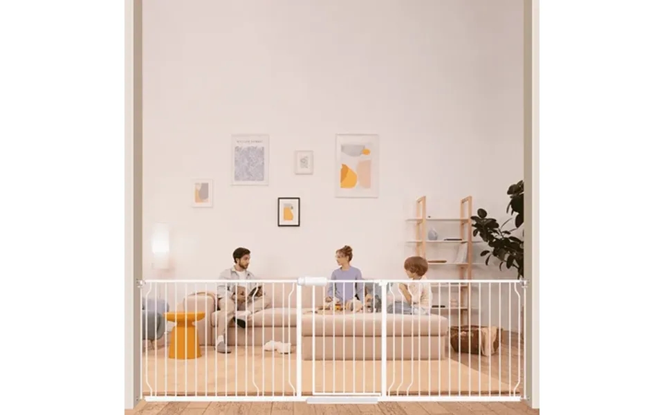 Furdear 95-104 Extra Wide Baby Safety Gate With Wall Protectors Walk Thru White Metal Gate
