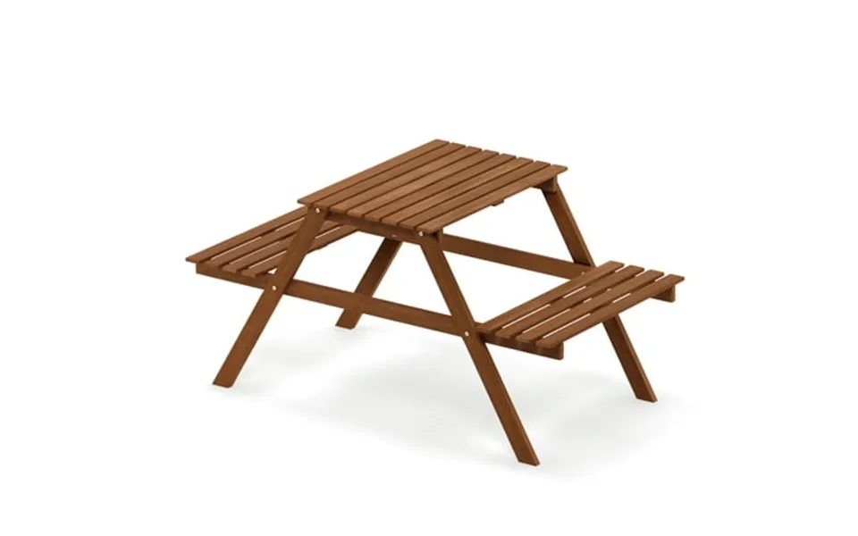 Furinno Tioman Hardwood Kids Picnic Table And Chair Set In Teak Oil
