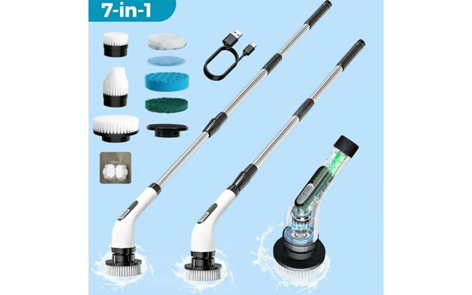 Fvloeng Cleaning Brush Electric Spin Scrubber Cordless Shower Scrubber With 7 Replaceable Brush Heads Adjustable Extensi