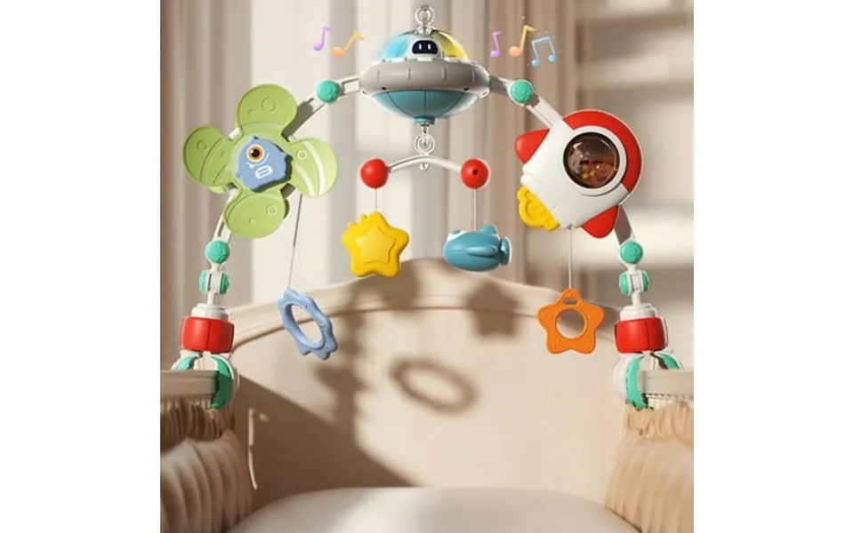 Fvloeng Crib Mobile Nursery Mobile Holder For Cribs Baby Hanging Carousel Snap On Play Toys For Boys Girls