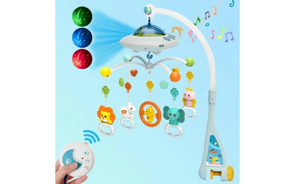 Fvloeng Crib Mobile With Music And Lights Nursery Mobile Holder For Cribs Baby Hanging Carousel Snap On Musical Play Toy