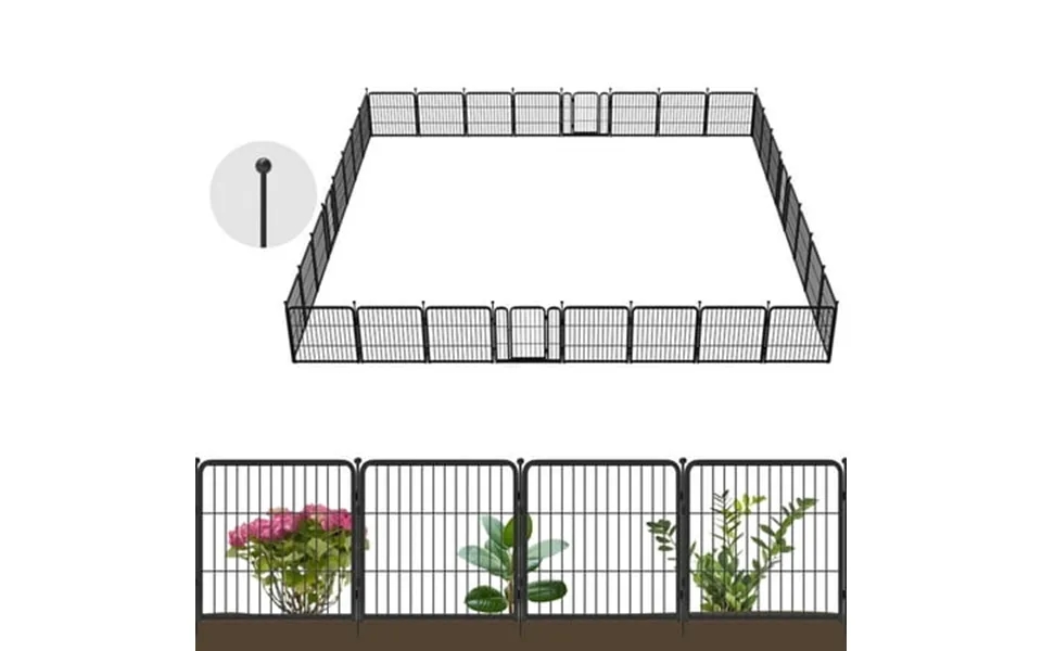 Fxw Garden Fence 24in H X 59.3ft L 32 Panels Decorative Dog Fence Outdoor For The Yard Heavy Duty Metal Animal Barrier F