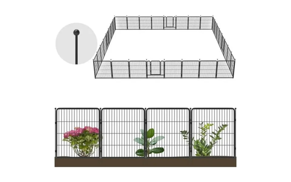 Fxw Garden Fence 32in H X 71.0ft L 32 Panels Decorative Dog Fence Outdoor For The Yard Heavy Duty Metal Animal Barrier F