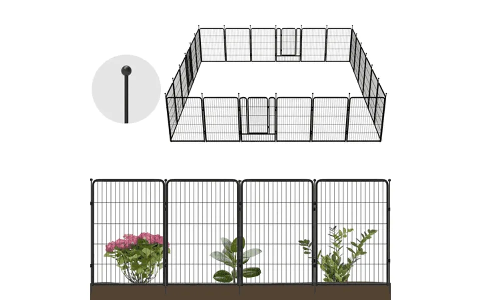 Fxw Garden Fence 40in H X 53.5ft L 24 Panels Decorative Dog Fence Outdoor For The Yard Heavy Duty Metal Animal Barrier F