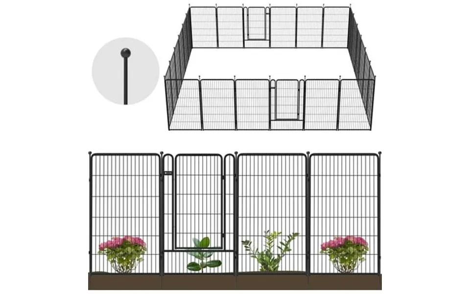 Fxw Garden Fence 50in H X 60.2ft L 24 Panels Decorative Dog Fence Outdoor For The Yard Heavy Duty Metal Animal Barrier F
