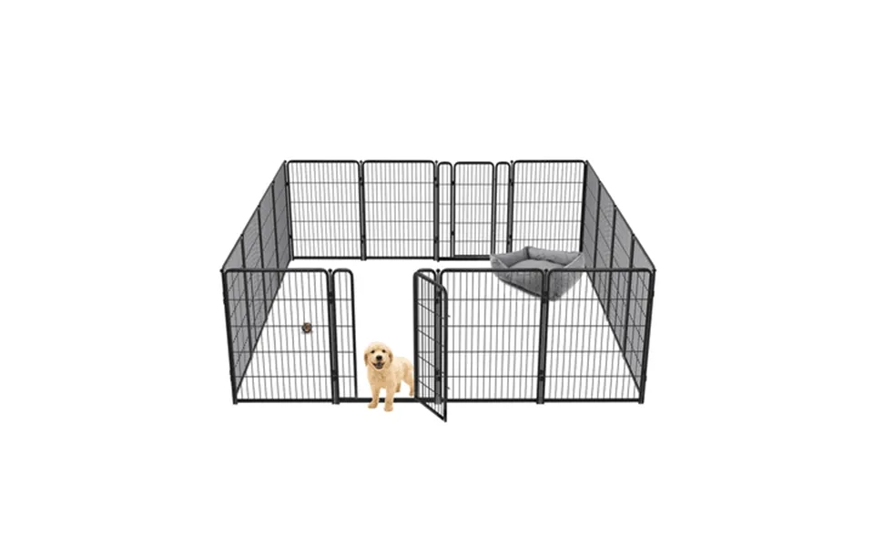 Fxw Homeplus Indoor Dog Playpen - Stress-free And Safe Play 40 Inch 16 Panels For Medium And Large Dogs Black Patented