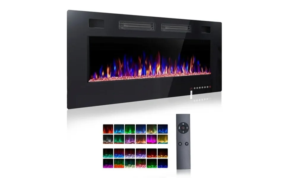 Fyydes 42in Wall Mounted Electric Fireplace Insert Ultra Thin Mute Inlet & Outlet Vents Adjustable Multiple Flame Colors