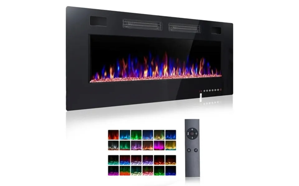 Fyydes 50in Electric Fireplace Insert Indoor Ultra Thin Mute Inlet & Outlet Vents Wall Mounted Recessed Adjustable Multi