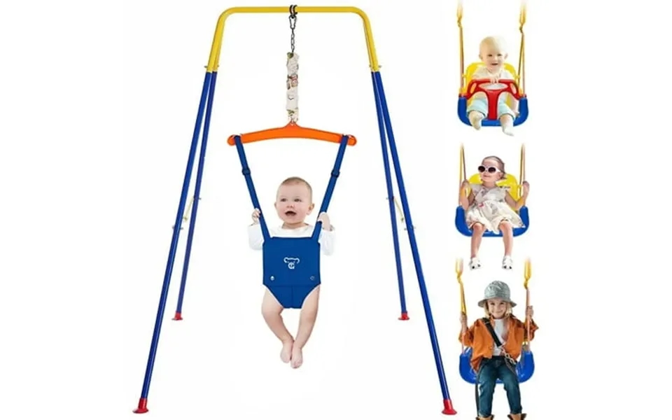 G Taleco Gear 2 In 1 Baby Jumper And Bouncer Baby Swing Outdoor Toddler Swing Sets For Kids Age 1-3 Blue