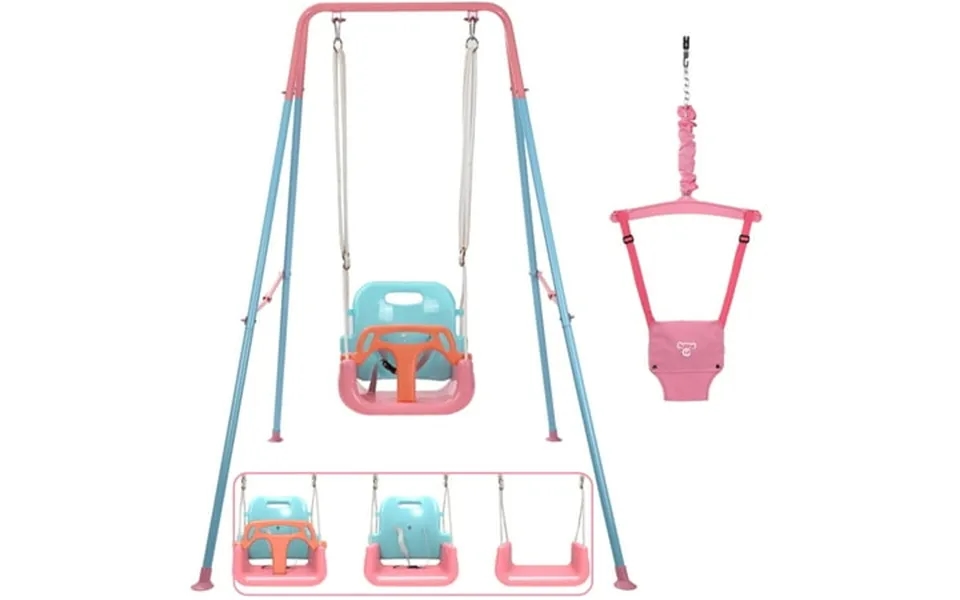 G Taleco Gear 2 In 1 Baby Jumper And Bouncer Baby Swing Outdoor Toddler Swing Sets For Kids Age 1-3 Pink