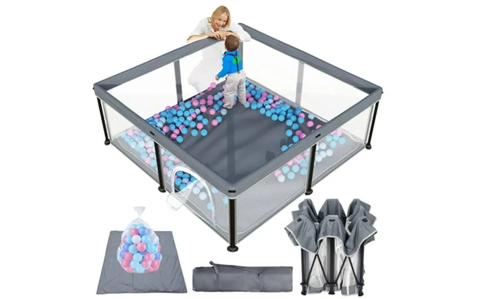 G Taleco Gear Baby Playpen With Mat Foldable Playpen For Babies And Toddlers Portable Travel Play Yard 50 X50 Gray