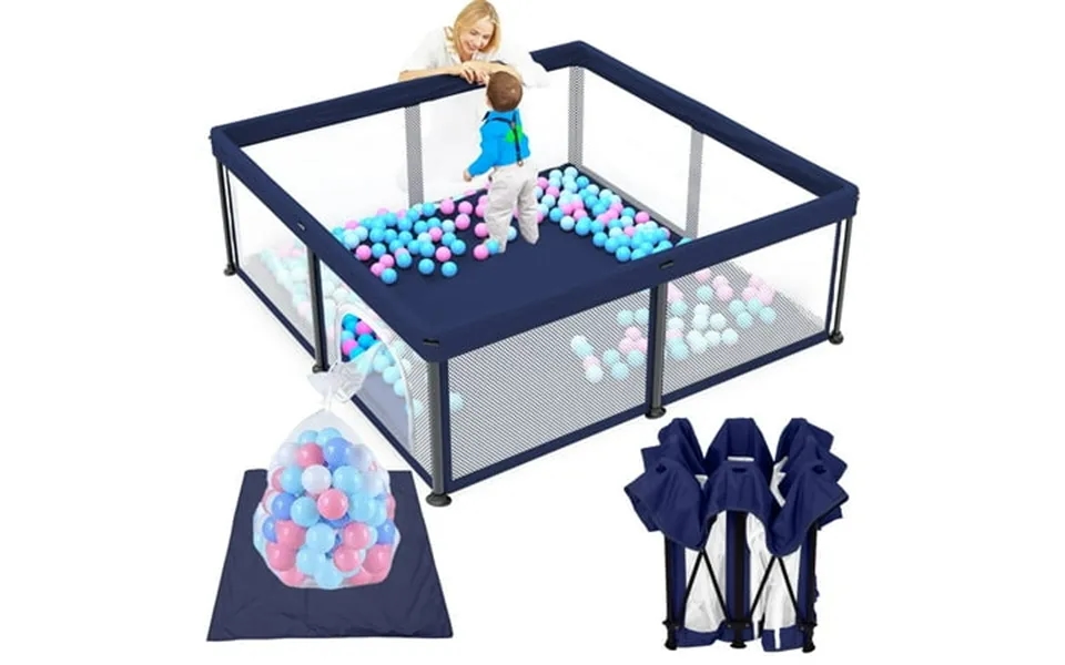 G Taleco Gear Baby Playpen With Mat Foldable Playpen For Babies And Toddlers Portable Travel Play Yard Blue