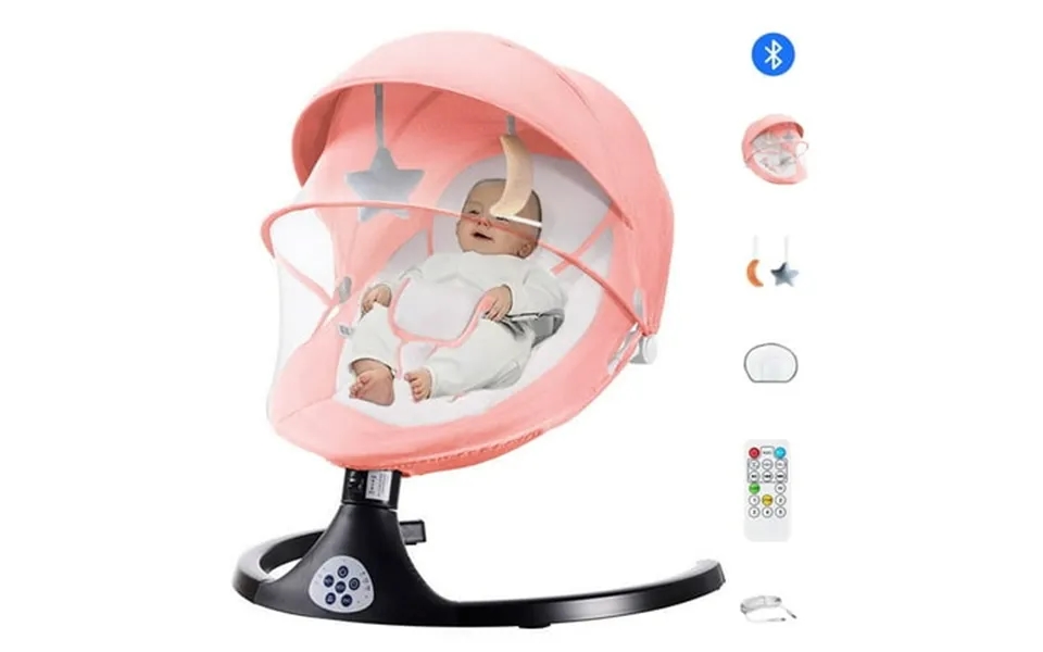 G Taleco Gear Baby Swing For Infants Portable Bouncer&rocker With 5 Speeds Bluetooth Control Pink