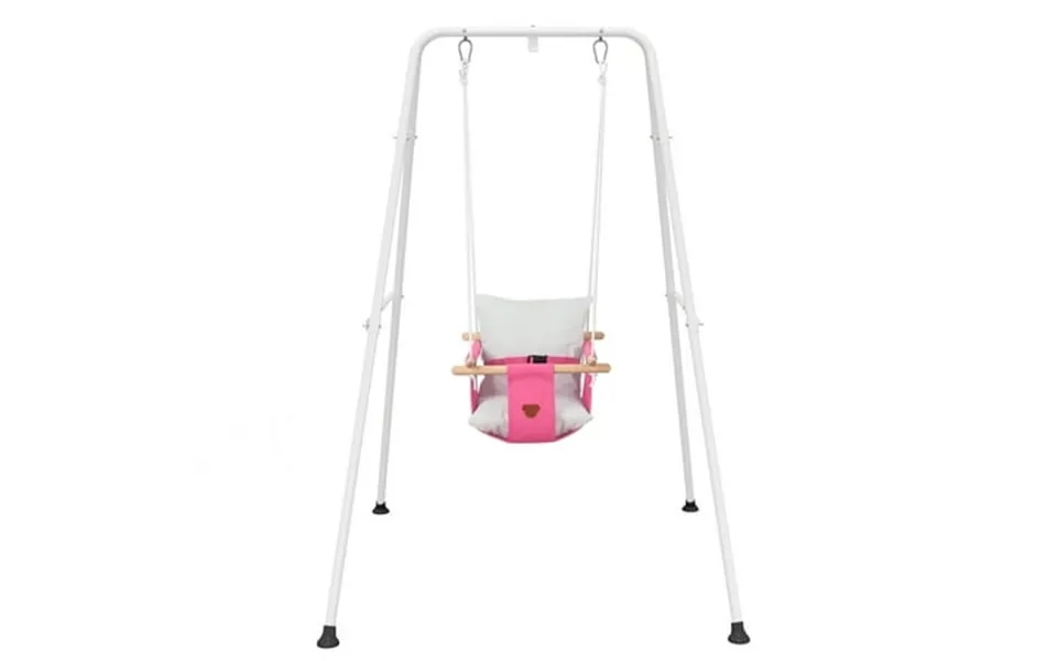 G Taleco Gear Toddler Swing Set With Canvas Cushion Seat Baby Swing Outdoor Playset For Girl Boy Age 6-24 Months Pink