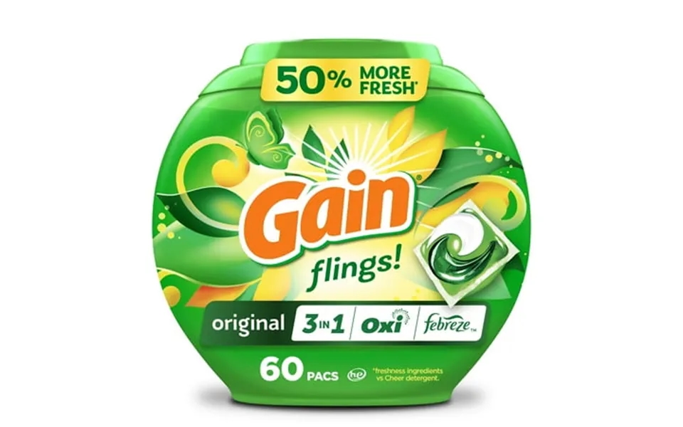 Gain Flings 3-in-1 Oxi Boost And Febreze Laundry Detergent Pacs Original Scent 60 Count