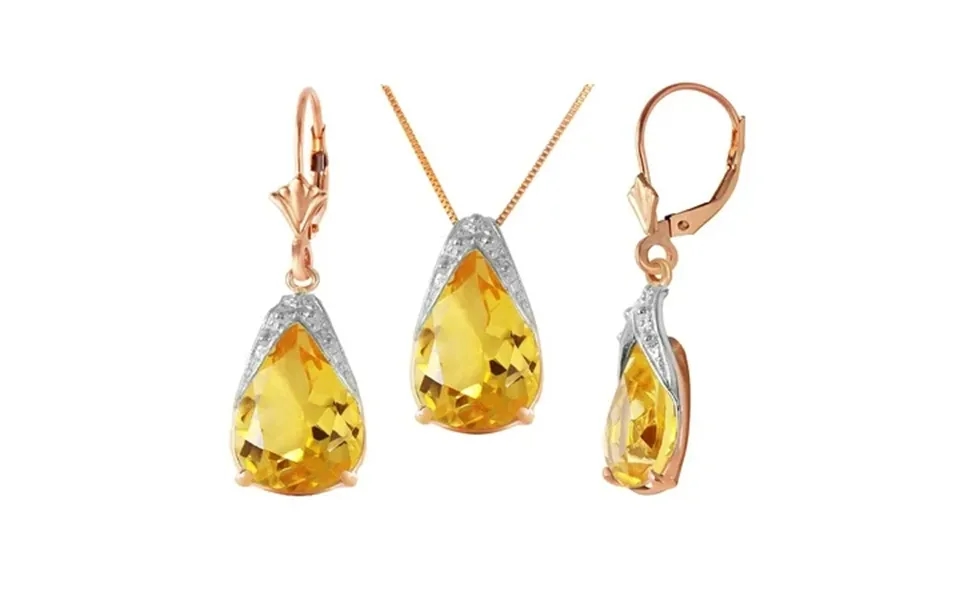 Galaxy Gold 14k 18 Rose Gold Citrine Drop Necklace And Earrings Set