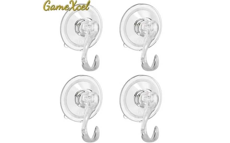 Gamexcel Durable Suction Cup Hook Wreath Hanger Clear 4 Count