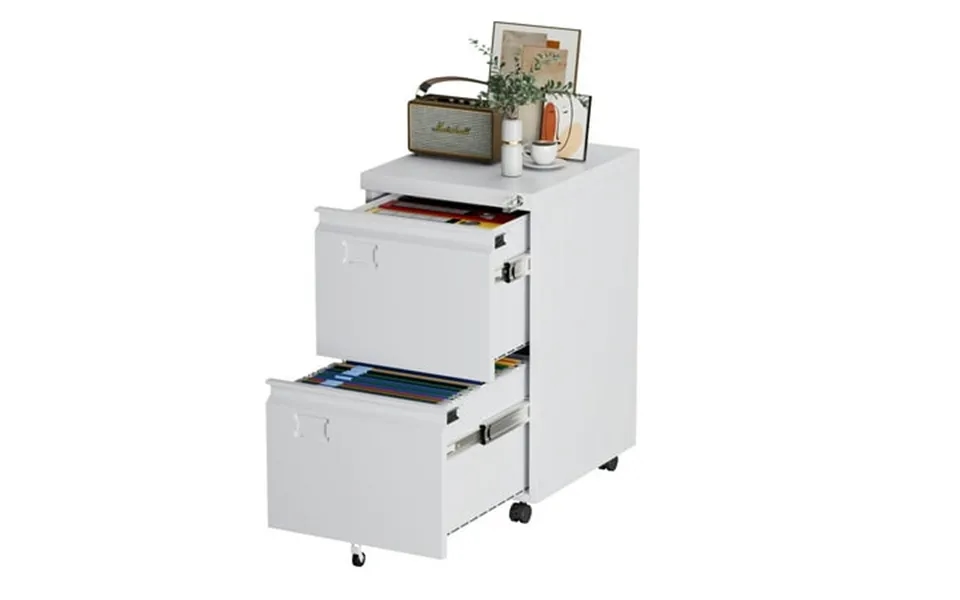 Gangmei 2 Drawer Black Mobile File Cabinet With Lock Under Desk Metal Movable Filing Cabinet Lateral Storage Cabinet For