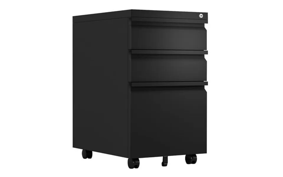 Gangmei 3 Drawer Black Mobile File Cabinet With Lock Under Desk Metal Movable Filing Cabinet Fully Assembled Lateral Sto