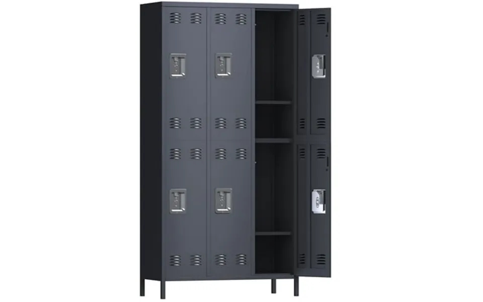 Gangmei Metal Storage Cabinet Locker With 6 Doors Large Steel Cabinet For Gym Garage Living Room Office School With Lock