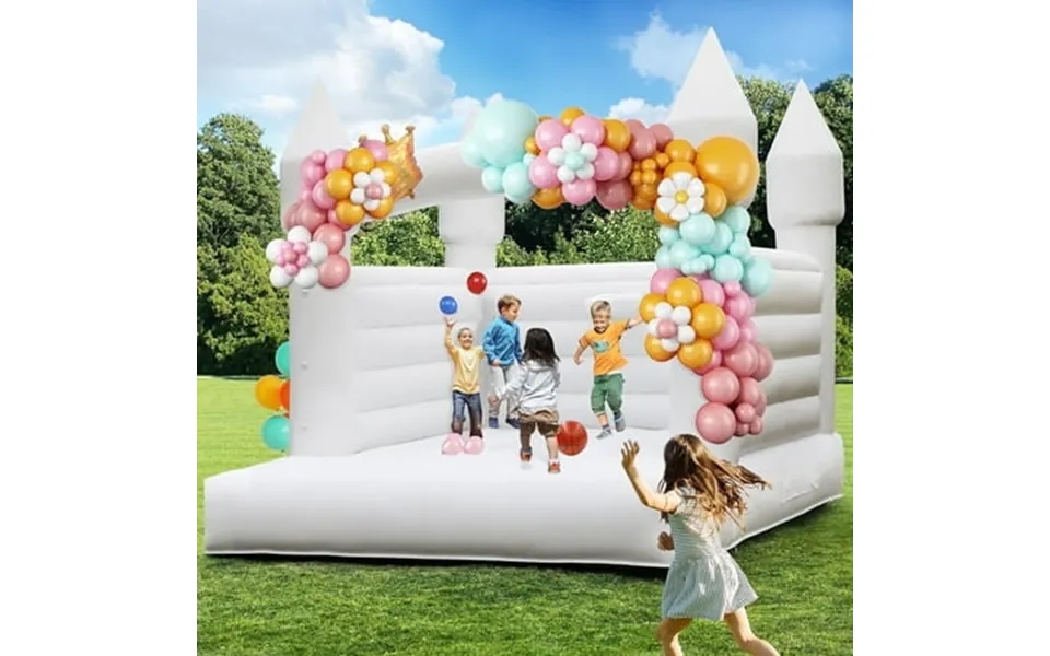 Gaonala 13.8ft White Inflatable Bouncer House 100% Pvc Kids Party Castle With 750w Blower 2 Balls Indoor Outdoor Use