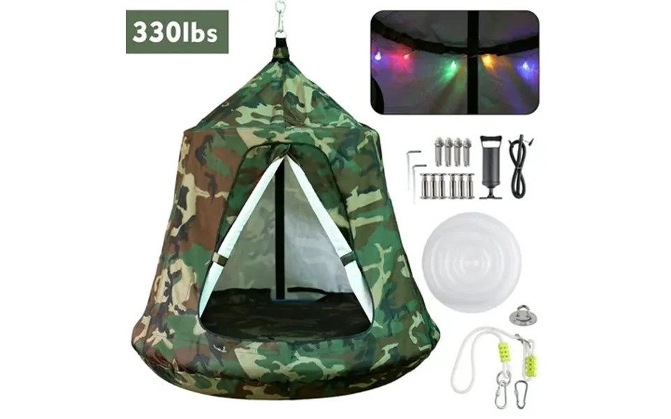 Gartio Hanging Tree Tent Kids Playhouse Swing Hanging Tent With Led Lights For Indoor Outdoor