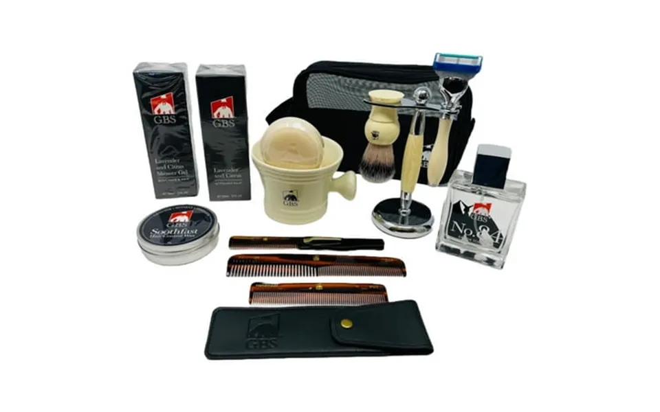 Gbs Ultimate Grooming Set For Men Includes Ivory Shave Brush Brush Razor Stand Brush Cognac Toiletry Bag No