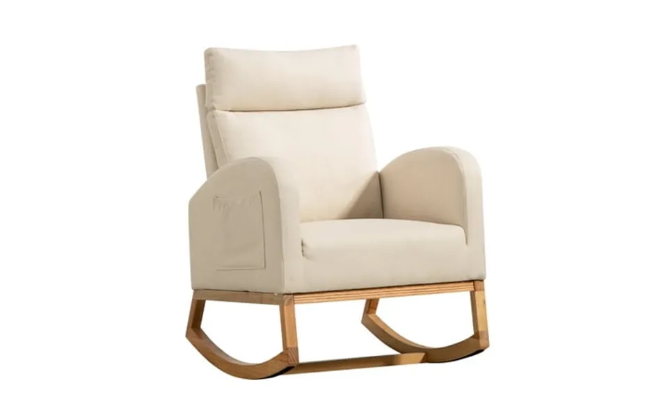 Geetinfly Rocking Chair Glider Chair Upholstered Armchair With High Back And Side Pockets Comfortable And Relaxing Singl