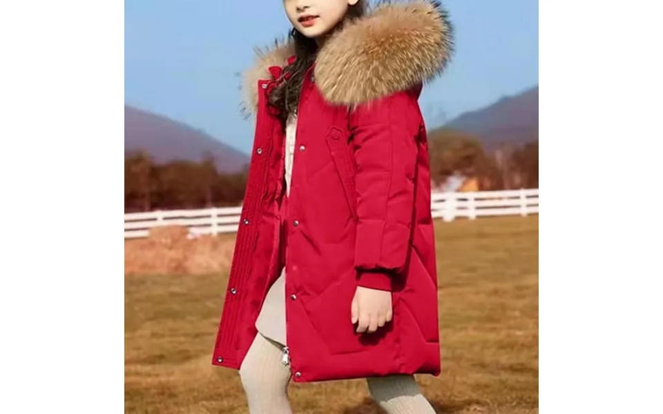 Geire Girls Warm Winter Coat Solid Mid-length Parka With Removable Hood Fleece Lined Waterproof Thicked Warm Jacket