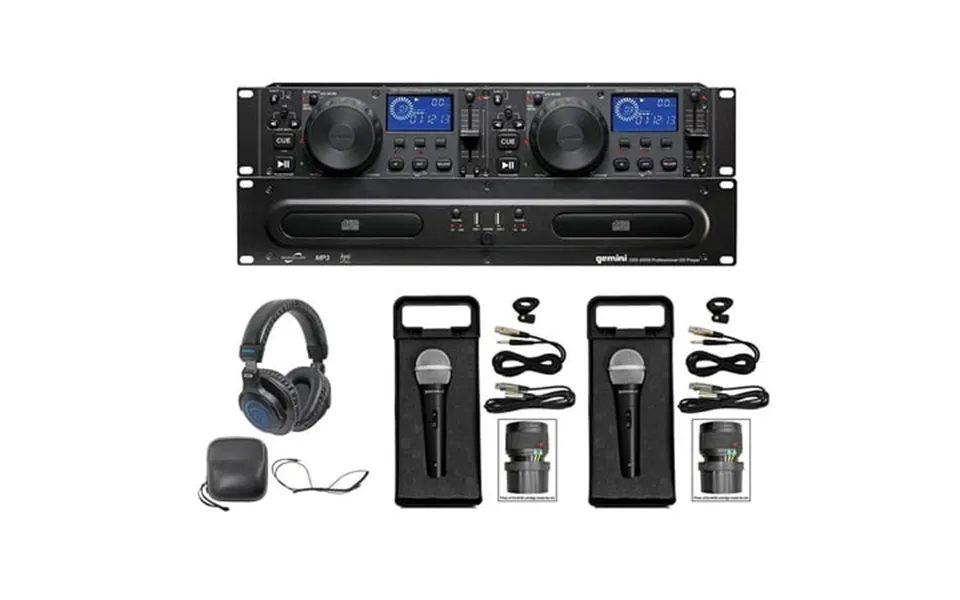 Gemini Cdx-2250i Dj Dual Two Deck Rack Mount Cd Mp3 Media Player Headphones Mics