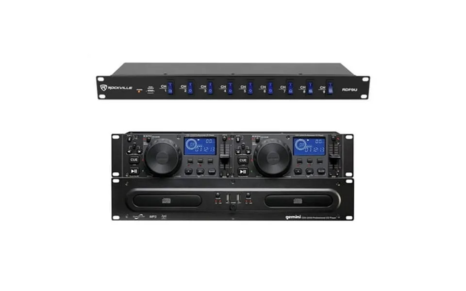 Gemini Cdx-2250i Pro Dj Dual Two Deck Rack Cd Mp3 Media Player W Usb Power Strip