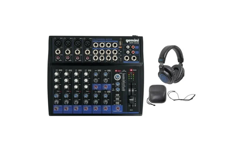 Gemini Gem-12usb 12 Channel Bluetooth Mixer W Usb 12 Ins 3 Band Eq Headphones